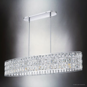 Urban Ambiance - Chandelier - UQL6130 Cosmopolitan Indoor Chandelier, 8.25''H x 42.00''W x 10.50''Dep, Polished Chrome Finish, Casselton Collection - 
