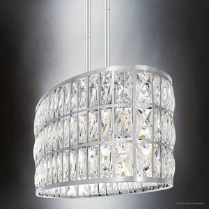 Urban Ambiance - Chandelier - UQL6130 Cosmopolitan Indoor Chandelier, 8.25''H x 42.00''W x 10.50''Dep, Polished Chrome Finish, Casselton Collection - 