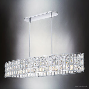 Urban Ambiance - Chandelier - UQL6130 Cosmopolitan Indoor Chandelier, 8.25''H x 42.00''W x 10.50''Dep, Polished Chrome Finish, Casselton Collection - 