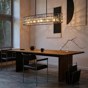 Urban Ambiance - Chandelier - UQL6131 Cosmopolitan Indoor Chandelier, 8.25''H x 42.00''W x 10.50''Dep, Matte Black Finish, Casselton Collection - 