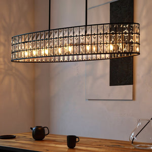 Urban Ambiance - Chandelier - UQL6131 Cosmopolitan Indoor Chandelier, 8.25''H x 42.00''W x 10.50''Dep, Matte Black Finish, Casselton Collection - 