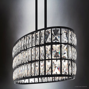 Urban Ambiance - Chandelier - UQL6131 Cosmopolitan Indoor Chandelier, 8.25''H x 42.00''W x 10.50''Dep, Matte Black Finish, Casselton Collection - 