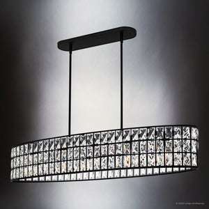 Urban Ambiance - Chandelier - UQL6131 Cosmopolitan Indoor Chandelier, 8.25''H x 42.00''W x 10.50''Dep, Matte Black Finish, Casselton Collection - 