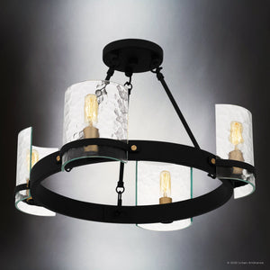 Urban Ambiance - Ceiling Light - UQL6140 Tuscan Indoor Ceiling Light, 12.50''H x 20.00''W x 20.00''Dep, Matte Black Finish, Lenexa Collection - 
