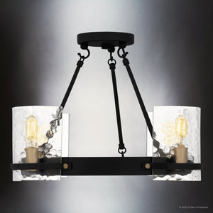 Urban Ambiance - Ceiling Light - UQL6140 Tuscan Indoor Ceiling Light, 12.50''H x 20.00''W x 20.00''Dep, Matte Black Finish, Lenexa Collection - 