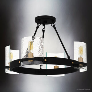 Urban Ambiance - Ceiling Light - UQL6140 Tuscan Indoor Ceiling Light, 12.50''H x 20.00''W x 20.00''Dep, Matte Black Finish, Lenexa Collection - 