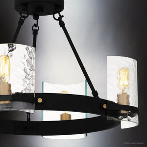 Urban Ambiance - Ceiling Light - UQL6140 Tuscan Indoor Ceiling Light, 12.50''H x 20.00''W x 20.00''Dep, Matte Black Finish, Lenexa Collection - 