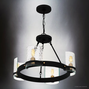 Urban Ambiance - Chandelier - UQL6141 Tuscan Indoor Chandelier, 14.25''H x 20.00''W x 20.00''Dep, Matte Black Finish, Lenexa Collection - 