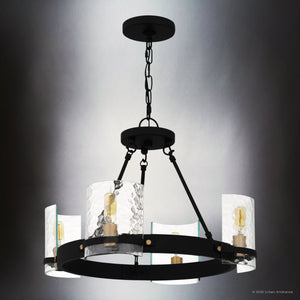 Urban Ambiance - Chandelier - UQL6141 Tuscan Indoor Chandelier, 14.25''H x 20.00''W x 20.00''Dep, Matte Black Finish, Lenexa Collection - 