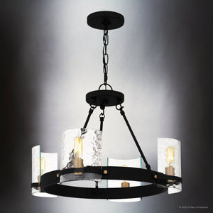 Urban Ambiance - Chandelier - UQL6141 Tuscan Indoor Chandelier, 14.25''H x 20.00''W x 20.00''Dep, Matte Black Finish, Lenexa Collection - 