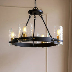 Urban Ambiance - Chandelier - UQL6141 Tuscan Indoor Chandelier, 14.25''H x 20.00''W x 20.00''Dep, Matte Black Finish, Lenexa Collection - 