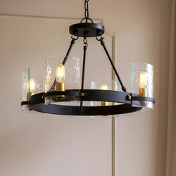Urban Ambiance - Chandelier - UQL6141 Tuscan Indoor Chandelier, 14.25''H x 20.00''W x 20.00''Dep, Matte Black Finish, Lenexa Collection - 