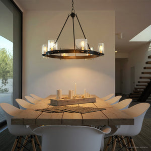 Urban Ambiance - Chandelier - UQL6142 Tuscan Indoor Chandelier, 24.00''H x 28.25''W x 28.25''Dep, Matte Black Finish, Lenexa Collection - 
