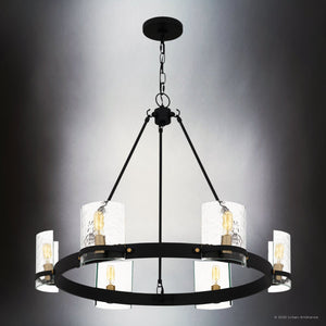 Urban Ambiance - Chandelier - UQL6142 Tuscan Indoor Chandelier, 24.00''H x 28.25''W x 28.25''Dep, Matte Black Finish, Lenexa Collection - 