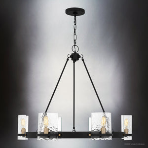 Urban Ambiance - Chandelier - UQL6142 Tuscan Indoor Chandelier, 24.00''H x 28.25''W x 28.25''Dep, Matte Black Finish, Lenexa Collection - 
