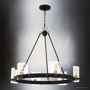 Urban Ambiance - Chandelier - UQL6142 Tuscan Indoor Chandelier, 24.00''H x 28.25''W x 28.25''Dep, Matte Black Finish, Lenexa Collection - 
