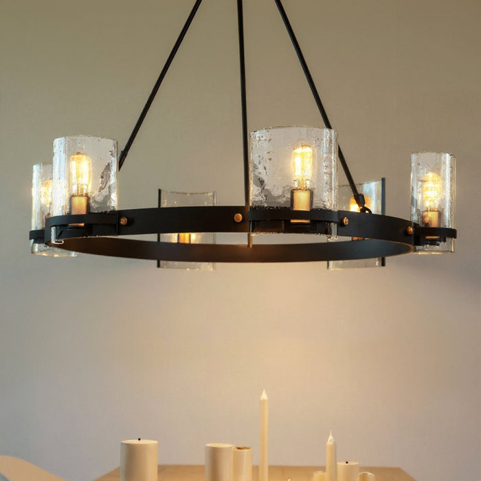 UQL6142 Tuscan Indoor Chandelier, 24.00''H x 28.25''W x 28.25''Dep, Matte Black Finish, Lenexa Collection