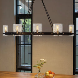 Urban Ambiance - Chandelier - UQL6143 Tuscan Indoor Chandelier, 25.00''H x 42.00''W x 18.00''Dep, Matte Black Finish, Lenexa Collection - 