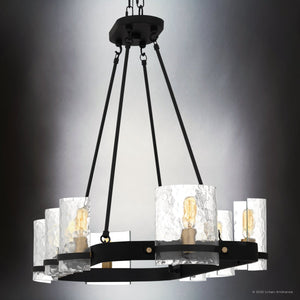 Urban Ambiance - Chandelier - UQL6143 Tuscan Indoor Chandelier, 25.00''H x 42.00''W x 18.00''Dep, Matte Black Finish, Lenexa Collection - 