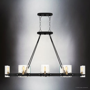 Urban Ambiance - Chandelier - UQL6143 Tuscan Indoor Chandelier, 25.00''H x 42.00''W x 18.00''Dep, Matte Black Finish, Lenexa Collection - 