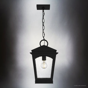 Urban Ambiance - Pendant - UQL6150 Traditional Indoor Pendant, 17.50''H x 10.00''W x 10.00''Dep, Earth Black Finish, Kentwood Collection - 