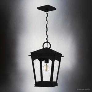 Urban Ambiance - Pendant - UQL6150 Traditional Indoor Pendant, 17.50''H x 10.00''W x 10.00''Dep, Earth Black Finish, Kentwood Collection - 