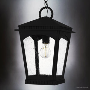 Urban Ambiance - Pendant - UQL6150 Traditional Indoor Pendant, 17.50''H x 10.00''W x 10.00''Dep, Earth Black Finish, Kentwood Collection - 