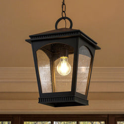 Urban Ambiance - Pendant - UQL6150 Traditional Indoor Pendant, 17.50''H x 10.00''W x 10.00''Dep, Earth Black Finish, Kentwood Collection - 