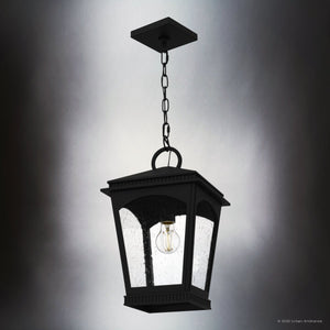 Urban Ambiance - Pendant - UQL6150 Traditional Indoor Pendant, 17.50''H x 10.00''W x 10.00''Dep, Earth Black Finish, Kentwood Collection - 