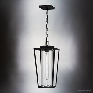 Urban Ambiance - Pendant - UQL6170 Traditional Indoor Pendant, 18.75''H x 8.50''W x 8.50''Dep, Matte Black Finish, Monroe Collection - 