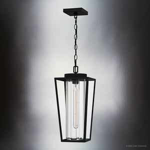 Urban Ambiance - Pendant - UQL6170 Traditional Indoor Pendant, 18.75''H x 8.50''W x 8.50''Dep, Matte Black Finish, Monroe Collection - 