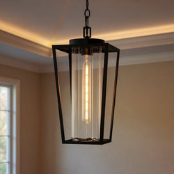 Urban Ambiance - Pendant - UQL6170 Traditional Indoor Pendant, 18.75''H x 8.50''W x 8.50''Dep, Matte Black Finish, Monroe Collection - 