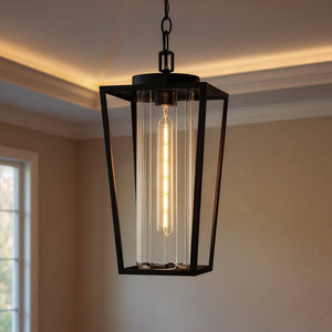 Urban Ambiance - Pendant - UQL6170 Traditional Indoor Pendant, 18.75''H x 8.50''W x 8.50''Dep, Matte Black Finish, Monroe Collection - 