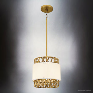 Urban Ambiance - Pendant - UQL6190 Bohemian Indoor Pendant, 10.25''H x 10.00''W x 10.00''Dep, Brushed Gold Finish, Edina Collection - 