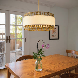 Urban Ambiance - Pendant - UQL6191 Bohemian Indoor Pendant, 10.25''H x 24.00''W x 24.00''Dep, Brushed Gold Finish, Edina Collection - 