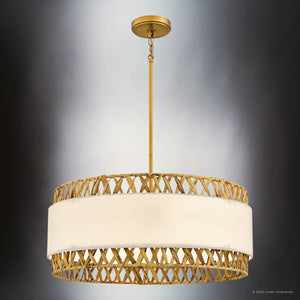 Urban Ambiance - Pendant - UQL6191 Bohemian Indoor Pendant, 10.25''H x 24.00''W x 24.00''Dep, Brushed Gold Finish, Edina Collection - 