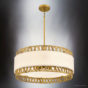 Urban Ambiance - Pendant - UQL6191 Bohemian Indoor Pendant, 10.25''H x 24.00''W x 24.00''Dep, Brushed Gold Finish, Edina Collection - 