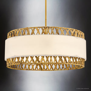 Urban Ambiance - Pendant - UQL6191 Bohemian Indoor Pendant, 10.25''H x 24.00''W x 24.00''Dep, Brushed Gold Finish, Edina Collection - 