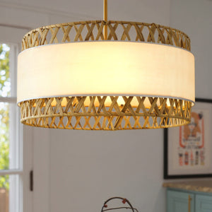Urban Ambiance - Pendant - UQL6191 Bohemian Indoor Pendant, 10.25''H x 24.00''W x 24.00''Dep, Brushed Gold Finish, Edina Collection - 