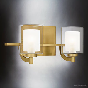 Urban Ambiance - Bath Light - UQL6200 Modern Indoor Bath Light, 6.00''H x 13.00''W x 6.25''Dep, Brushed Gold Finish, Napa Collection - 