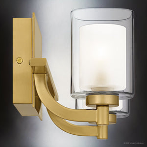 Urban Ambiance - Bath Light - UQL6200 Modern Indoor Bath Light, 6.00''H x 13.00''W x 6.25''Dep, Brushed Gold Finish, Napa Collection - 