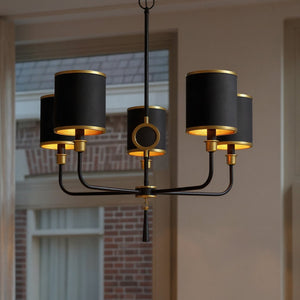 Urban Ambiance - Chandelier - UQL6210 Glam Indoor Chandelier, 29.25''H x 26.50''W x 26.50''Dep, Matte Black Finish, Caldwell Collection - 