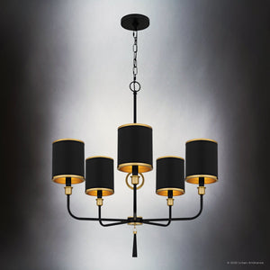 Urban Ambiance - Chandelier - UQL6210 Glam Indoor Chandelier, 29.25''H x 26.50''W x 26.50''Dep, Matte Black Finish, Caldwell Collection - 