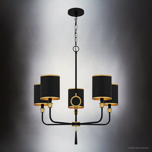 Urban Ambiance - Chandelier - UQL6210 Glam Indoor Chandelier, 29.25''H x 26.50''W x 26.50''Dep, Matte Black Finish, Caldwell Collection - 