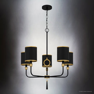 Urban Ambiance - Chandelier - UQL6210 Glam Indoor Chandelier, 29.25''H x 26.50''W x 26.50''Dep, Matte Black Finish, Caldwell Collection - 