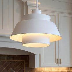 Urban Ambiance - Pendant - UQL6221 Contemporary Indoor Pendant, 11.25''H x 14.00''W x 14.00''Dep, Matte White Finish, Murray Collection - 