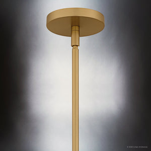 Urban Ambiance - Pendant - UQL6222 Contemporary Indoor Pendant, 14.00''H x 24.00''W x 24.00''Dep, Brushed Weathered Brass Finish, Murray Collection - 