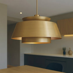 Urban Ambiance - Pendant - UQL6222 Contemporary Indoor Pendant, 14.00''H x 24.00''W x 24.00''Dep, Brushed Weathered Brass Finish, Murray Collection - 