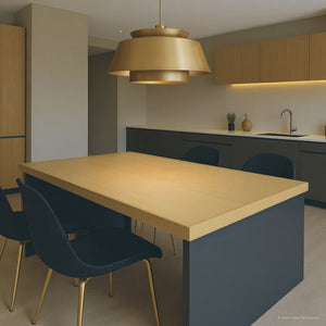 Urban Ambiance - Pendant - UQL6222 Contemporary Indoor Pendant, 14.00''H x 24.00''W x 24.00''Dep, Brushed Weathered Brass Finish, Murray Collection - 