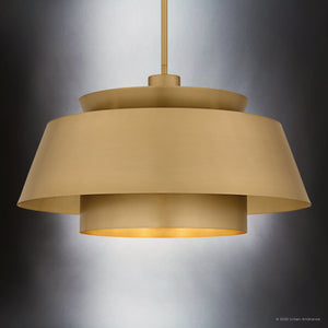 Urban Ambiance - Pendant - UQL6222 Contemporary Indoor Pendant, 14.00''H x 24.00''W x 24.00''Dep, Brushed Weathered Brass Finish, Murray Collection - 